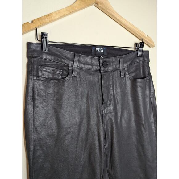 NWT Paige Evereve Verdugo Ultra Skinny in Black Fog Luxe Coating - Picture 3 of 9